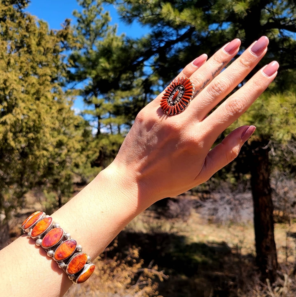 Boho chunky spiny oyster cuff bracelet